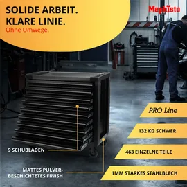 Mephisto Werkzeugwagen PRO Line Big Black' mit 9 Schubfächer inkl. Werkzeug