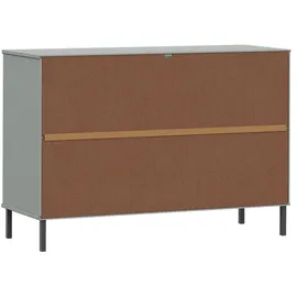 vidaXL Sideboard OSLO mit Metallbeinen Grau 113x40x77 cm Massivholz