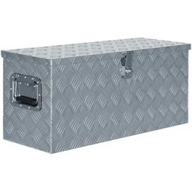 deluke DELUKE® Aluminiumbox mit Deckel - Abschließbar Alubox Deichselbox Alu Anhängerbox Werkzeugkiste Metall Transportbox Metallkiste, 80x30x35cm Silber