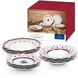 Villeroy & Boch Toy's Delight Tafelservice Weihnachten 12 Teilig, Weihnachtsteller Set Toys, Weihnachtsgeschirr, Weihnachtsservice 4 Personen, Speiseteller, Suppenteller, Frühstücksteller, Porzellan