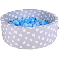 Knorrtoys Bällebad soft grey white stars inkl. 300 Bälle soft blue/blue/transparent