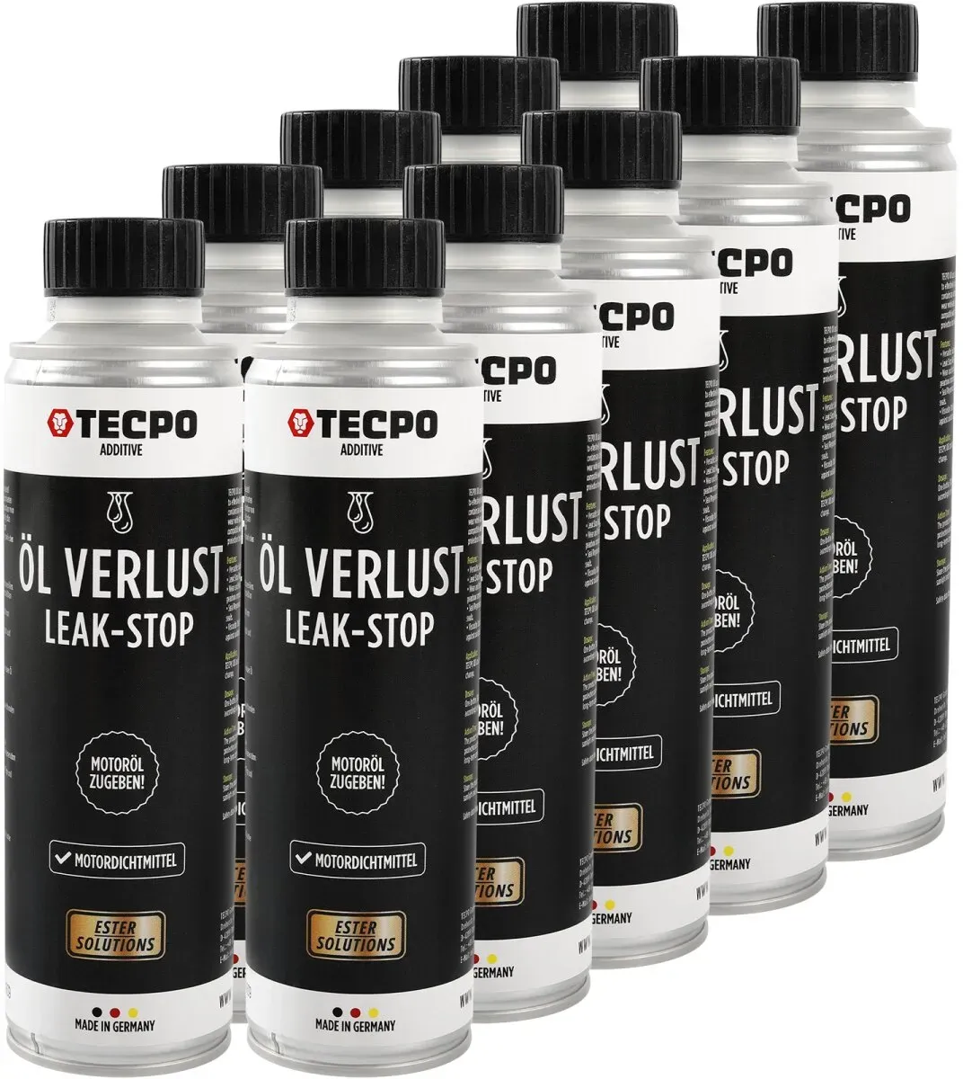 10x TECPO Öl-Verlust Leak Stop ESTER Motordichtmittel, 300 ml