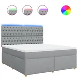 vidaXL Boxspringbett mit Matratze Hellgrau 180x200 cm Stoff
