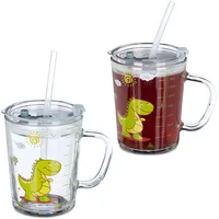 Relaxdays Trinkglas Kinder Dino 0,4 l 2 St.