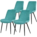 ML-Design Esszimmerstühle 4Er Set Petrol Sitzfläche aus Samt mit Rückenlehne