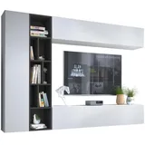 Mirjan24 Wohnwand, Weiß, 224x160x33 cm, Wohnzimmer, Wohnwände, Anbauwände