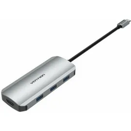 Vention USB-C-Hub, Multiport-Adapter, Dock, 7-in-1 100W - Grau/Silber