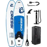 CRESSI seit 1946 - Ultra Isup Set - Aufblasbares SUP Board für Erwachsene Große Stabilität Strapazierfähigkeit Komplett Zubehör Paddel Flosse Pumpe Leine Tasche-Weiß/Blau_320x81x15 cm Max 130 kg