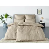 LeGer Home by Lena Gercke Bettwäsche Leonore, Mako-Satin, 2 teilig, Mako-Satin Streifen aus 100% Baumwolle, Größe ab 135x200 cm beige