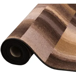 Snapstyle Designer Velour Teppich Mystic Karo Braun Textil, 80x240 cm, Teppiche , Böden, Teppiche