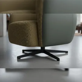 KAWOLA Sessel BRITTO Drehsessel Stoff / Kunstleder moosgrün