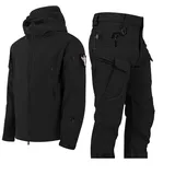 Warme Winter-Skianzüge Für Herren Mit Kapuze, Herren-Winter-wasserdichte, Winddichte Snowboard-Jacke Mit Armband Und Ski Mit Gürtel, Hosen-Set, Zum Skifahren, Motorschlittenfahren ( Color : Black , Si - 3XL