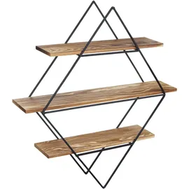 berlinlodge Wandregal rautenförmig 60 x 55 x 12 cm Braun