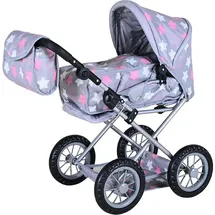 Knorrtoys 63144 - Kombi-Puppenwagen Ruby Star Grey Pink, mit Zubehör, umbaubar, Schieberhöhe: 34-62cm
