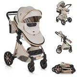 Moni Kinderwagen Alma Sportsitz Tragetasche umbaubar Wickeltasche Sitz umkehrbar beige