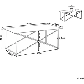 Beliani Couchtisch Weiß mit Gold 50 cm