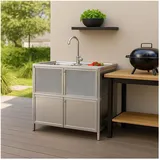 Hti-Living Spüle mit Abtropfläche und Unterschrank 83 x 43 cm Silber