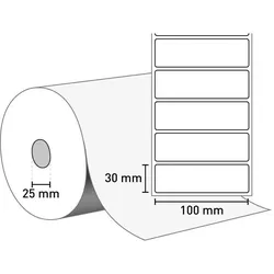 Versandetiketten für eBay Fulfillment - Primarigo® OPAK TD (Thermo Top) 100 mm x 30 mm / weiß / permanent / 25 mm Kern / 2.400 Etiketten je Rolle / gestanzt MKZ 31151