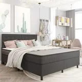 vidaXL Boxspringbett Dunkelgrau Stoff 180x200 cm