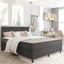 vidaXL Boxspringbett Dunkelgrau Stoff 180x200 cm