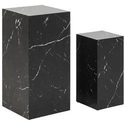 Beistelltisch 2er Set Marmoroptik Schwarz Wohnzimmer Coucht Sofa Tisch Würfel