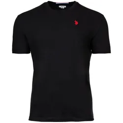 U.S. POLO ASSN. Herren T-Shirt - Rundhals, Logo-Stickerei, Baumwolle Schwarz S