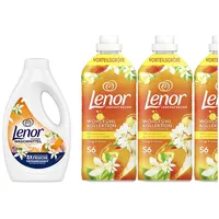 4tlg. Lenor Orangenblüte Weichspüler | Waschmittel flüssig 188WL + 3tlg. EK-Set