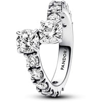 PANDORA Timeless Glitzernder Überlappender Band-Ring aus Sterling Silber mit Zirkonia, Größe: 56,