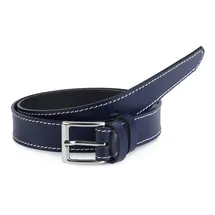 Ladeheid Kindergürtel Leder 2,5 cm Blau/Weiß 74