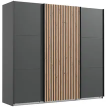 WIMEX Schwebetürenschrank Andorra by fresh to go Mit 3D-Leisten für Akustikpaneel-Optik schwarz