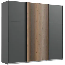 WIMEX Schwebetürenschrank Andorra by fresh to go Mit 3D-Leisten für Akustikpaneel-Optik schwarz