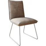 DeLife Esszimmerstuhl Lelio-Flex Mikrofaser Taupe Vintage Kufengestell Edelstahl Taschenfederkern