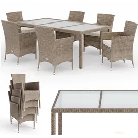 CASARIA Polyrattan Set 7-tlg. Beige