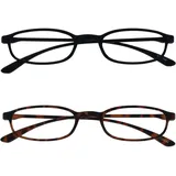 OPULIZE Fly 2er-Pack Taschengröße Super Licht Lesebrille Matt Schwarz Braun Herren Damen Lesehilfe RR67-12 +1,00