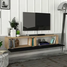 [en.casa] Toivakka Fernsehschrank Lowboard 135x31x25cm Schwarz Holz