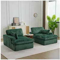 Leawin Loungesofa Sofa mit Bettfunktion 2-Sitzer – Cordsofa Sofas Wohnzimmer, Weicher Cordbezug, großes Schlafsofa, ideal für kleine Räume grün