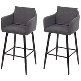 Proregal 2er-Set Barhocker mit Lehne Sitzhöhe 74cm Fußablage Metall Stoff/Textil Dunkelgrau Barstuhl Tresenhocker