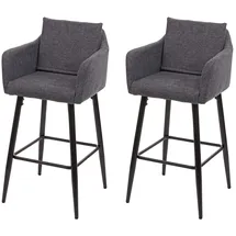 Proregal 2er-Set Barhocker mit Lehne Sitzhöhe 74cm Fußablage Metall Stoff/Textil Dunkelgrau Barstuhl Tresenhocker