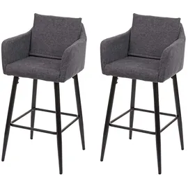 Proregal 2er-Set Barhocker mit Lehne Sitzhöhe 74cm Fußablage Metall Stoff/Textil Dunkelgrau Barstuhl Tresenhocker