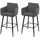 Proregal 2er-Set Barhocker mit Lehne Sitzhöhe 74cm Fußablage Metall Stoff/Textil Dunkelgrau Barstuhl Tresenhocker