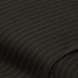 Stretchstoff / Hosenstoff "Nadelstreifen", schwarz/natur