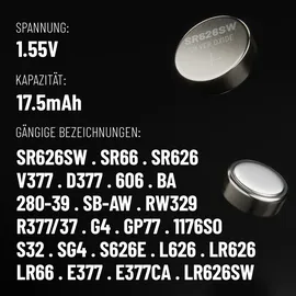 Absina Knopfzelle 377 1.55 V 10 St. Silberoxid