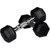 wuuhoo® Hexagon-Hanteln Dorian 2,5-27,5 kg Robuste, gummierte Gusseisen-Hanteln für Krafttraining zu Hause, ergonomischer Griff, perfekt fürs Homegym, auch als 2er-Set erhältlich 2 x 2,5 kg