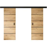 WAYATT PLUS DUO Schiebetür mit Griff, Craft Gold Eiche, Breite 172 cm - Gold/Schwarz