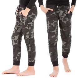 LOREZA Jogginghose Jungen Mädchen Camouflage Hose Trainingshose Jogginghose Freizeithose (1-tlg) grün 164-170