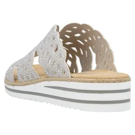 Rieker Damen Pantolette breiter Riemen mit Strass schmale Weite V0689, Größe:41 EU, Farbe:Beige - Beige - 41