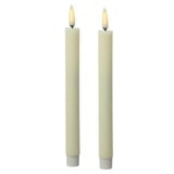 MARELIDA LED Stabkerzen gerillt Tafelkerzen Dinner Spitzkerzen 25cm creme 2St.