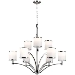 Kronleuchter Prospect Park mit 9 Lichtern, Satin-Nickel mit Chrom - FE-PROSPECT-PARK9