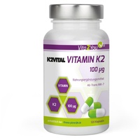 Vita2You Vitamin K2 - 100μg - 120 Kapseln - K2VITAL® - MK-7 - 99,7% All Trans - Premium Qualität von Kappa - Made in Germany