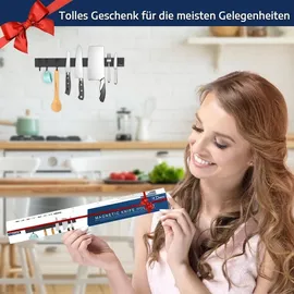 luxuskollektion Magnetleiste Messer 40 cm Schwarz Edelstahl selbstklebend & Schrauben